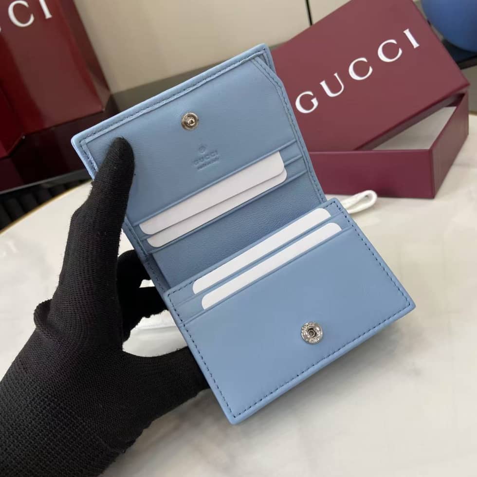 Gucci GG Marmont Light Blue Bi-fold Wallet 466492_6_159398 Gucci GG Marmont Light Blue Bi-fold Wallet 466492