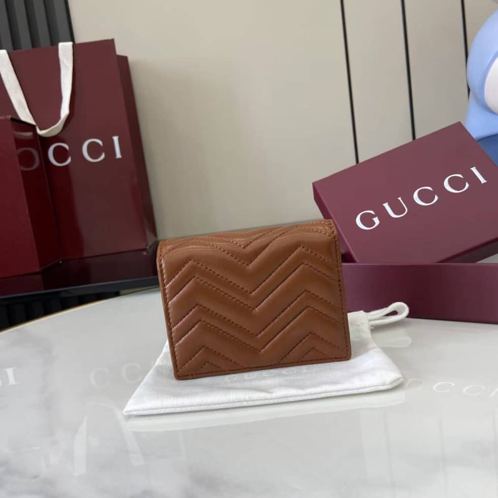 Gucci GG Marmont Brown Bi-fold Wallet 466492_1_159418 Gucci GG Marmont Brown Bi-fold Wallet 466492