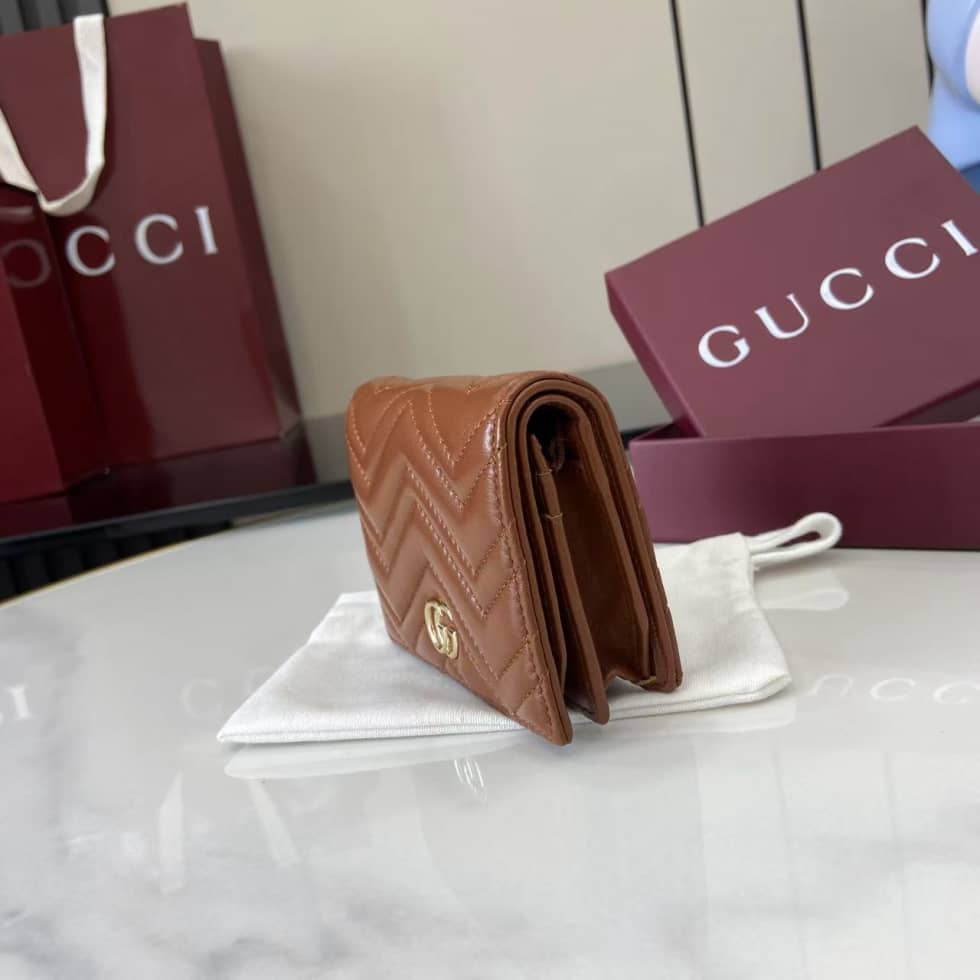 Gucci GG Marmont Brown Bi-fold Wallet 466492_2_159418 Gucci GG Marmont Brown Bi-fold Wallet 466492