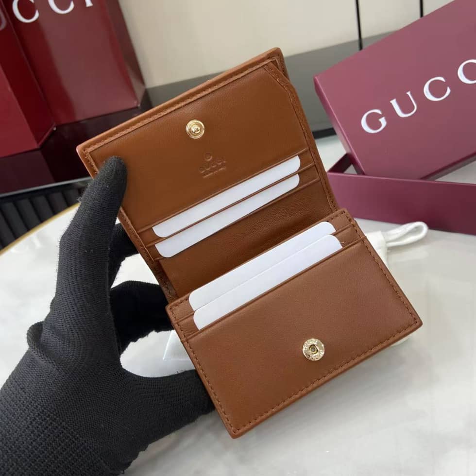Gucci GG Marmont Brown Bi-fold Wallet 466492_6_159418 Gucci GG Marmont Brown Bi-fold Wallet 466492