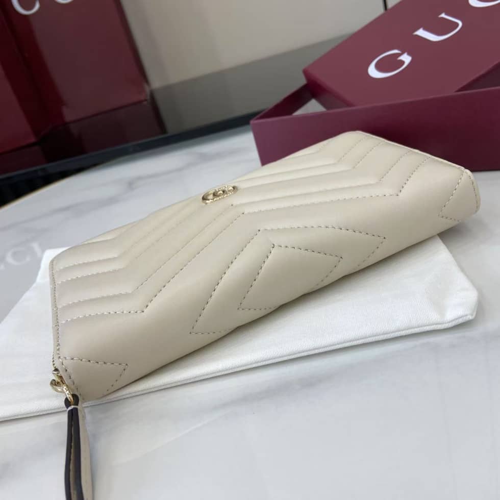 Gucci GG Marmont Leather White Zip Wallet 837758_4_159448 Gucci GG Marmont Leather White Zip Wallet 837758