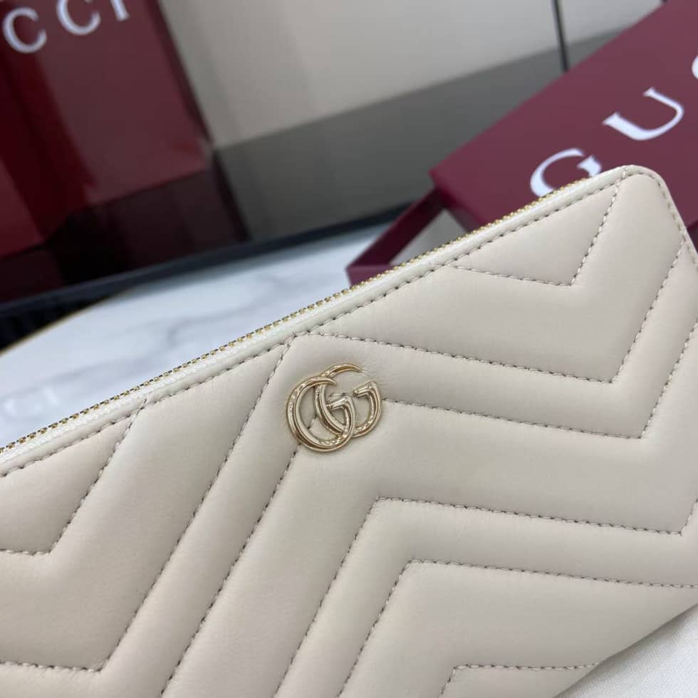 Gucci GG Marmont Leather White Zip Wallet 837758_5_159448 Gucci GG Marmont Leather White Zip Wallet 837758