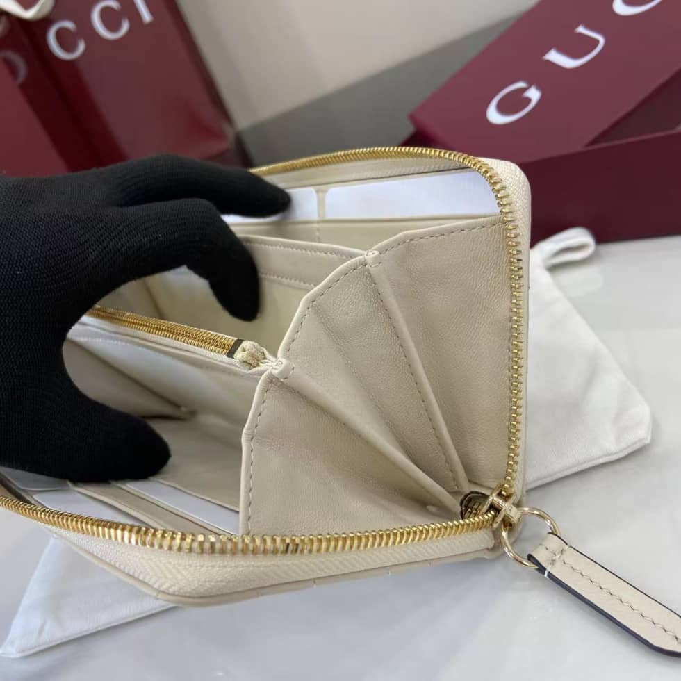 Gucci GG Marmont Leather White Zip Wallet 837758_7_159448 Gucci GG Marmont Leather White Zip Wallet 837758