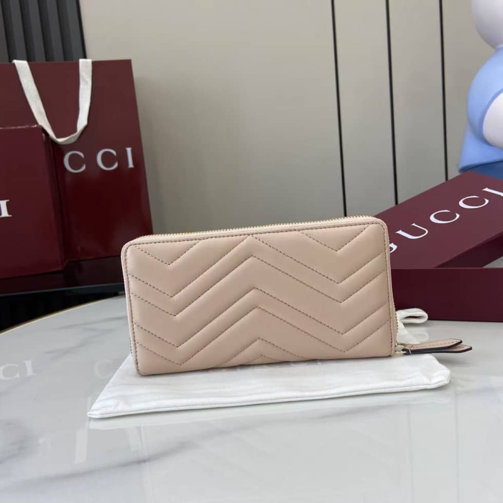 Gucci GG Marmont Leather Pink Zip Wallet 837758_1_159458 Gucci GG Marmont Leather Pink Zip Wallet 837758