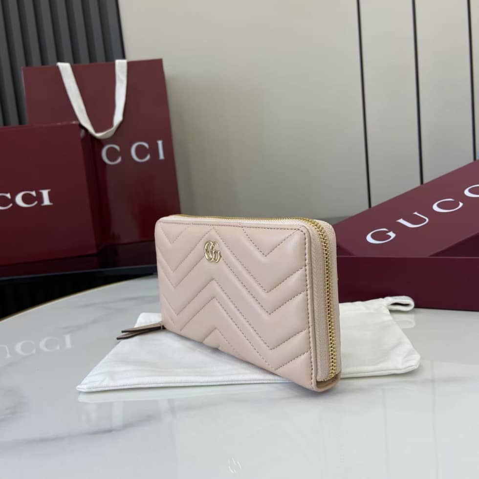 Gucci GG Marmont Leather Pink Zip Wallet 837758_2_159458 Gucci GG Marmont Leather Pink Zip Wallet 837758