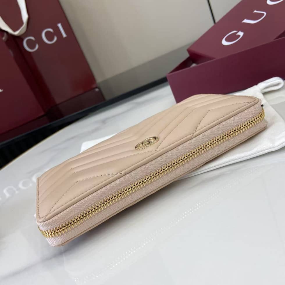 Gucci GG Marmont Leather Pink Zip Wallet 837758_3_159458 Gucci GG Marmont Leather Pink Zip Wallet 837758