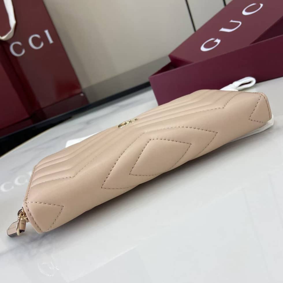 Gucci GG Marmont Leather Pink Zip Wallet 837758_4_159458 Gucci GG Marmont Leather Pink Zip Wallet 837758