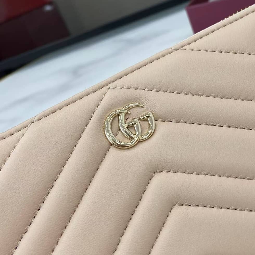 Gucci GG Marmont Leather Pink Zip Wallet 837758_5_159458 Gucci GG Marmont Leather Pink Zip Wallet 837758