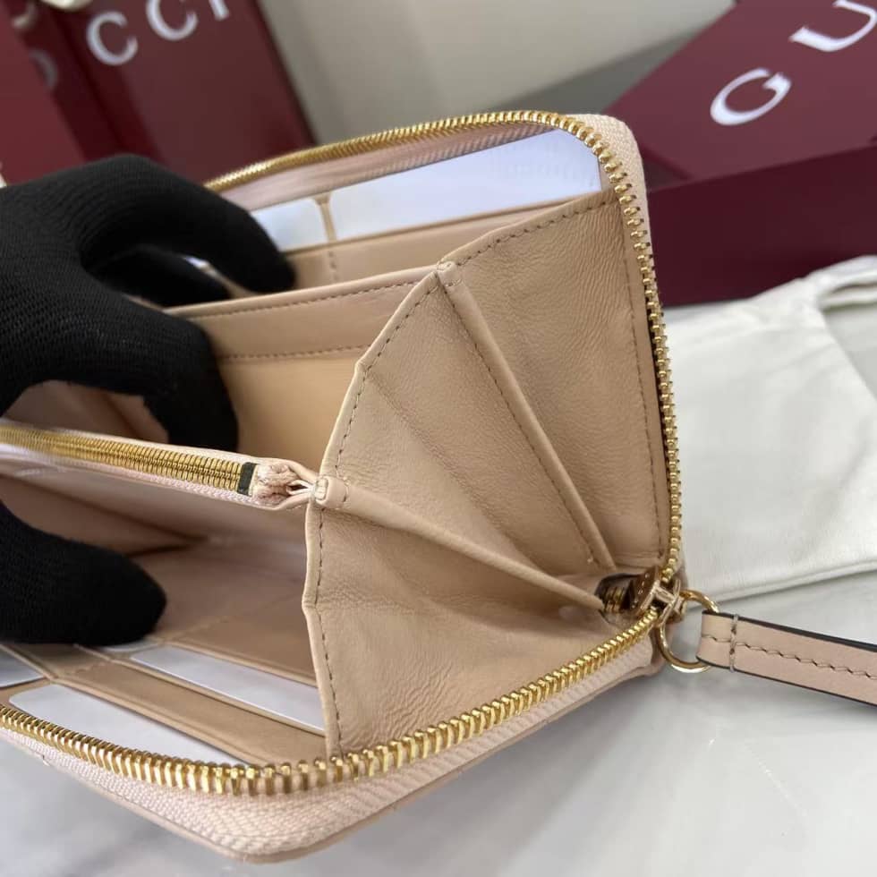 Gucci GG Marmont Leather Pink Zip Wallet 837758_7_159458 Gucci GG Marmont Leather Pink Zip Wallet 837758