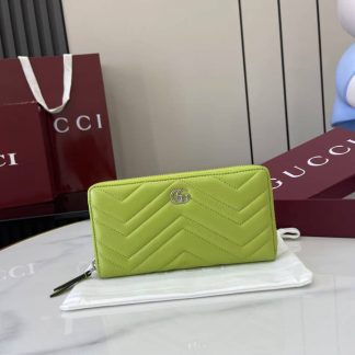 Gucci GG Marmont Leather Green Zip Wallet 837758