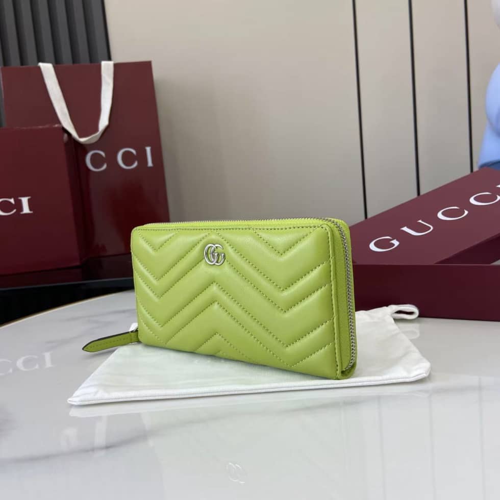 Gucci GG Marmont Leather Green Zip Wallet 837758_2_159478 Gucci GG Marmont Leather Green Zip Wallet 837758