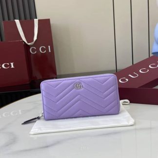 Gucci GG Marmont Leather Light Purple Zip Wallet