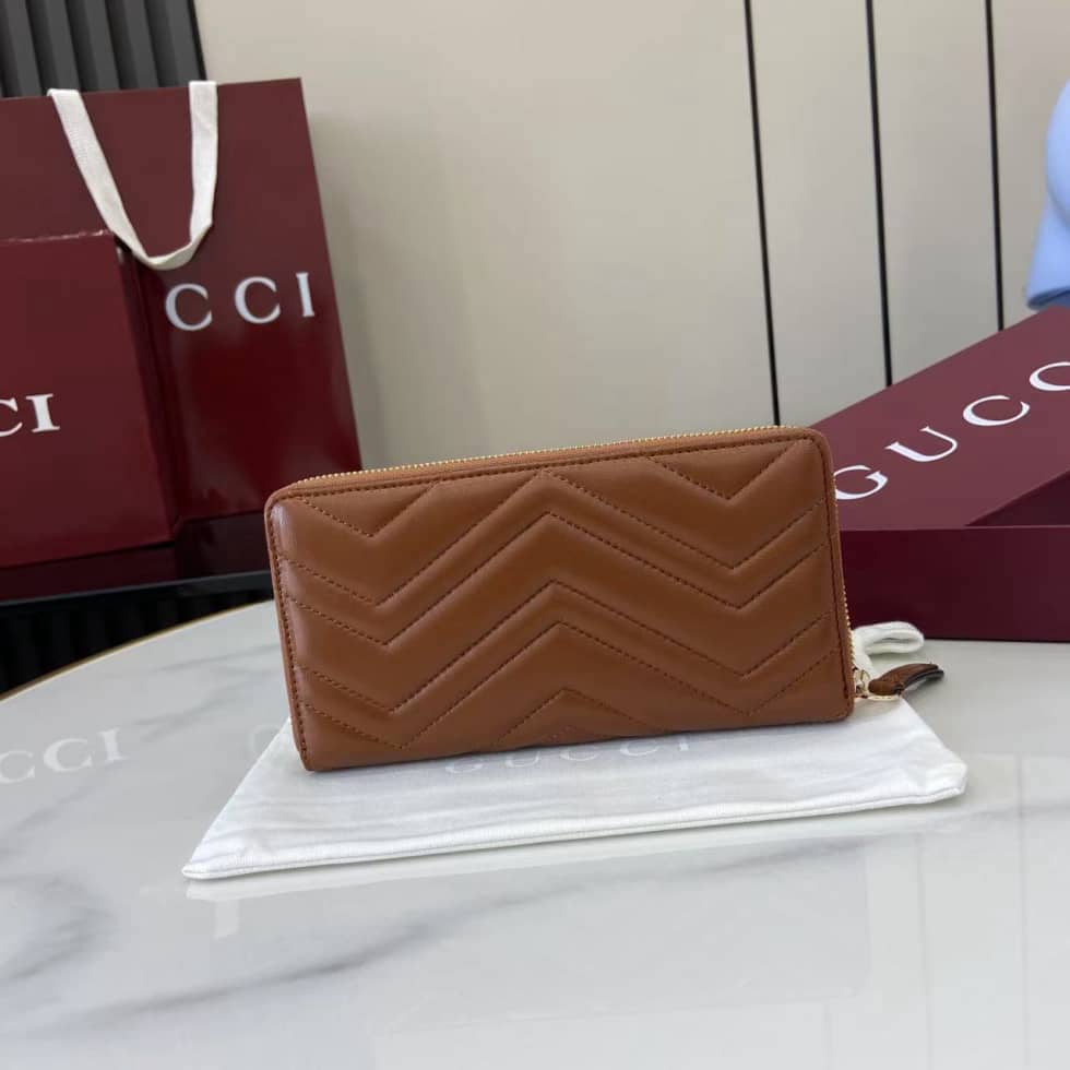 Gucci GG Marmont Leather Brown Zip Wallet 837758_1_159508 Gucci GG Marmont Leather Brown Zip Wallet 837758