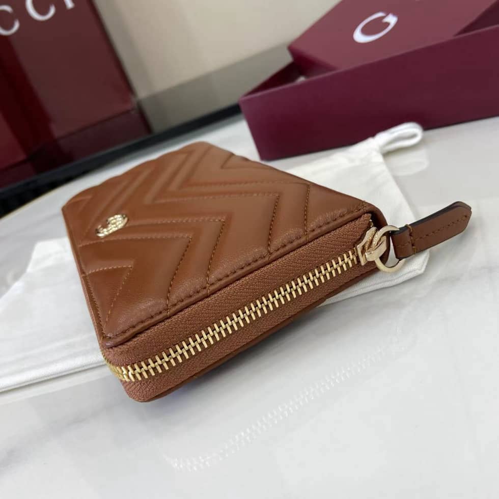 Gucci GG Marmont Leather Brown Zip Wallet 837758_6_159508 Gucci GG Marmont Leather Brown Zip Wallet 837758