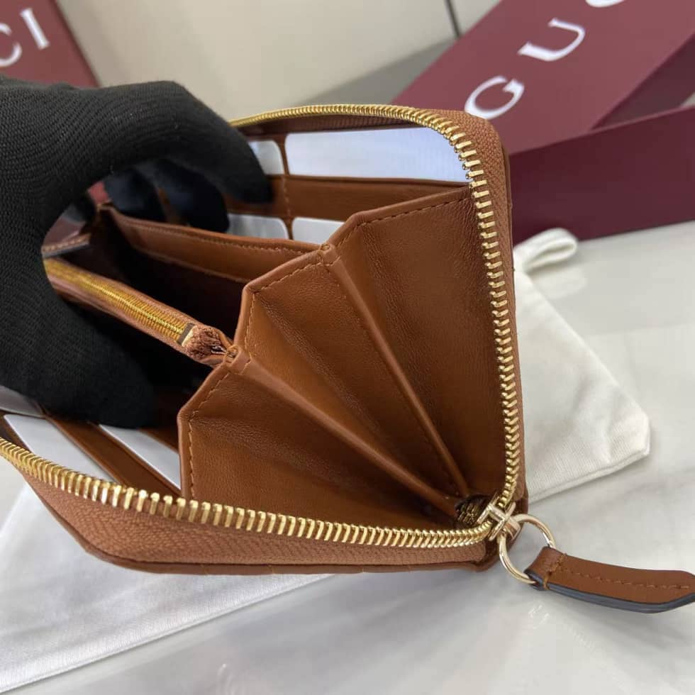 Gucci GG Marmont Leather Brown Zip Wallet 837758_7_159508 Gucci GG Marmont Leather Brown Zip Wallet 837758
