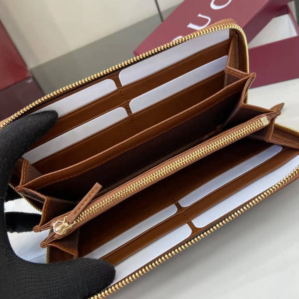 Gucci GG Marmont Leather Brown Zip Wallet 837758_8_159508 Gucci GG Marmont Leather Brown Zip Wallet 837758