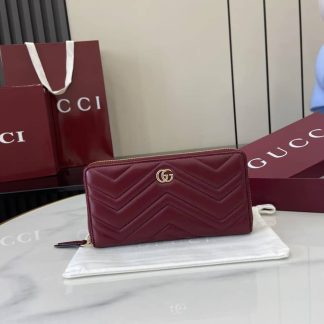 Gucci GG Marmont Leather Red Zip Wallet 837758