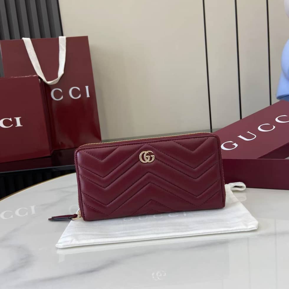Gucci GG Marmont Leather Red Zip Wallet 837758_10_159518 Gucci GG Marmont Leather Red Zip Wallet 837758