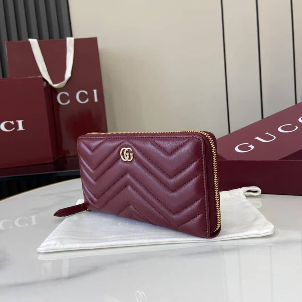 Gucci GG Marmont Leather Red Zip Wallet 837758_2_159518 Gucci GG Marmont Leather Red Zip Wallet 837758