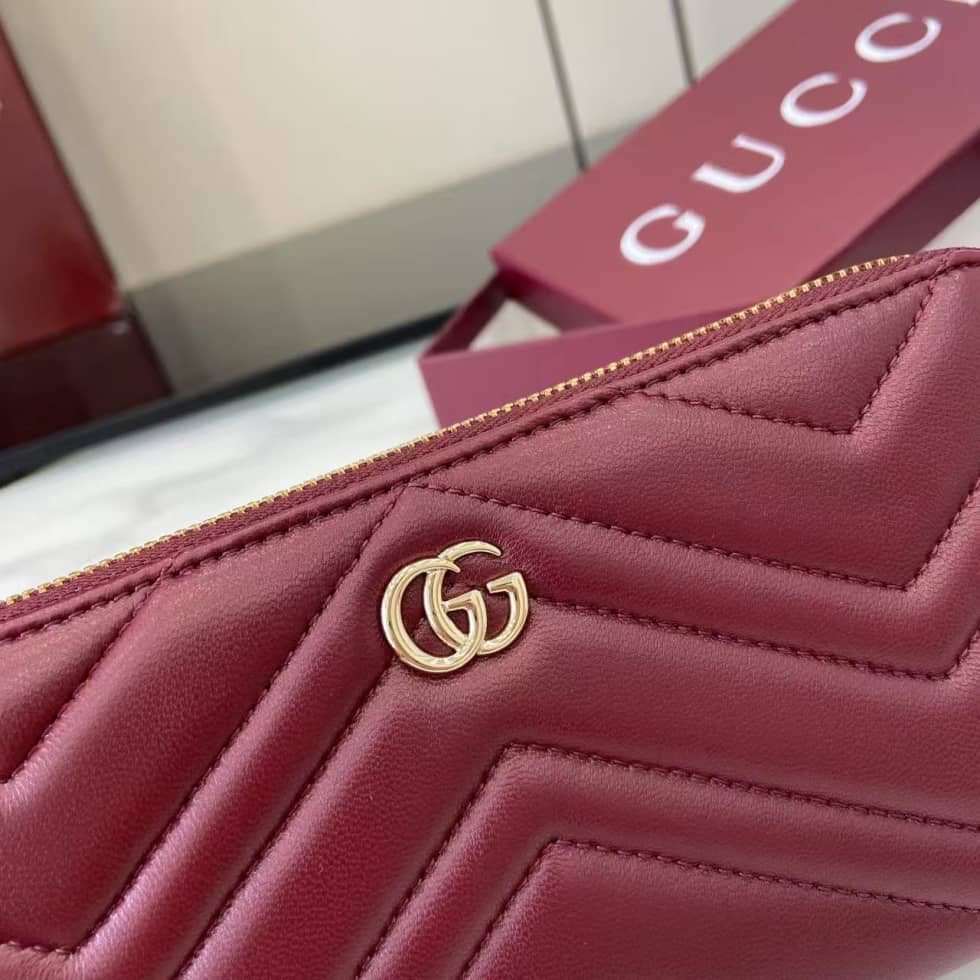 Gucci GG Marmont Leather Red Zip Wallet 837758_5_159518 Gucci GG Marmont Leather Red Zip Wallet 837758