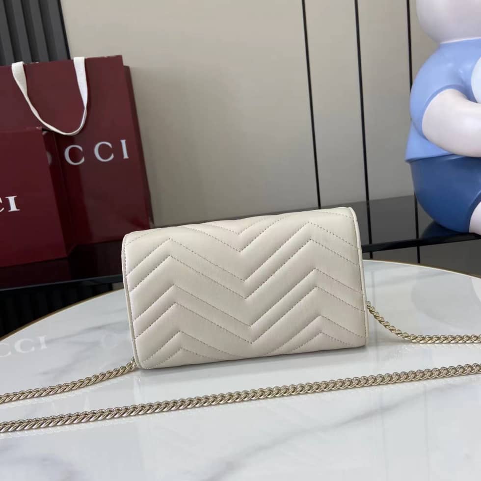 Gucci GG Marmont Leather White Wallet on Chain_1_159538 Gucci GG Marmont Leather White Wallet on Chain