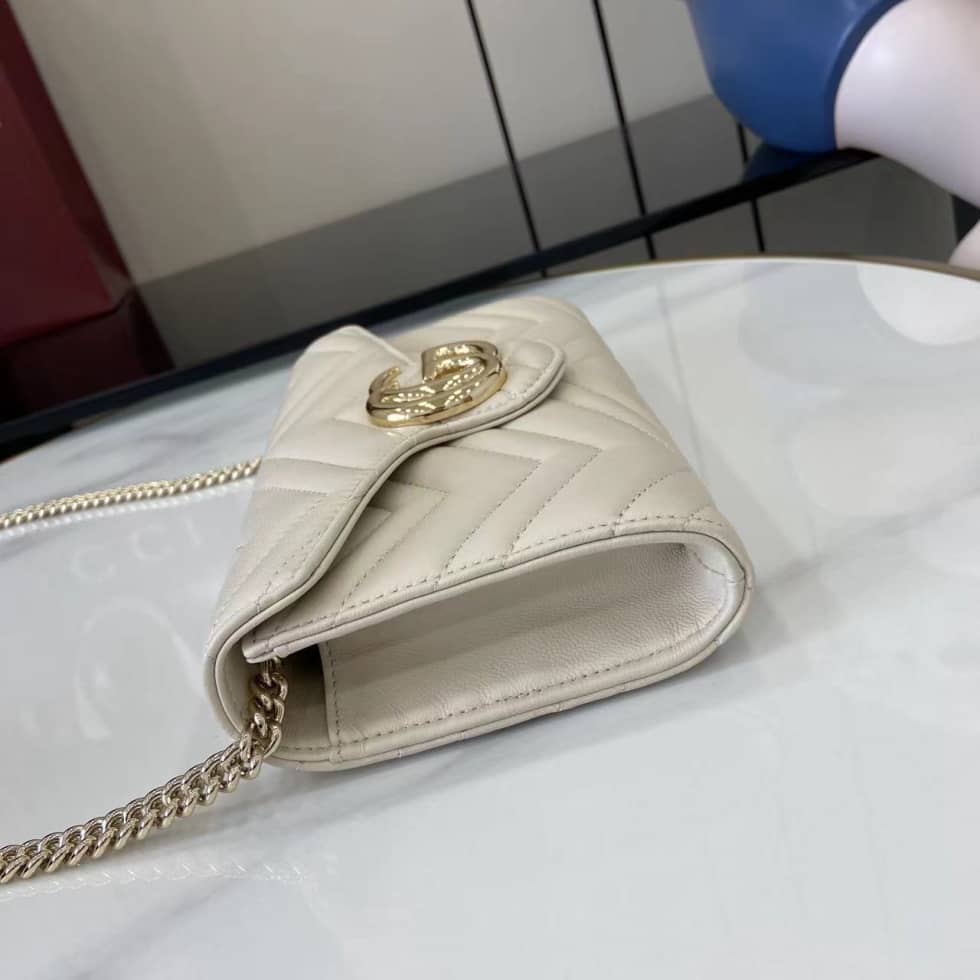 Gucci GG Marmont Leather White Wallet on Chain_3_159538 Gucci GG Marmont Leather White Wallet on Chain