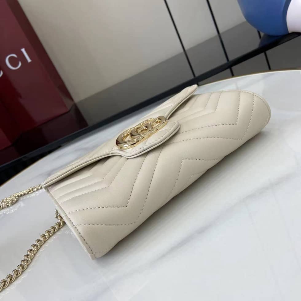 Gucci GG Marmont Leather White Wallet on Chain_4_159538 Gucci GG Marmont Leather White Wallet on Chain