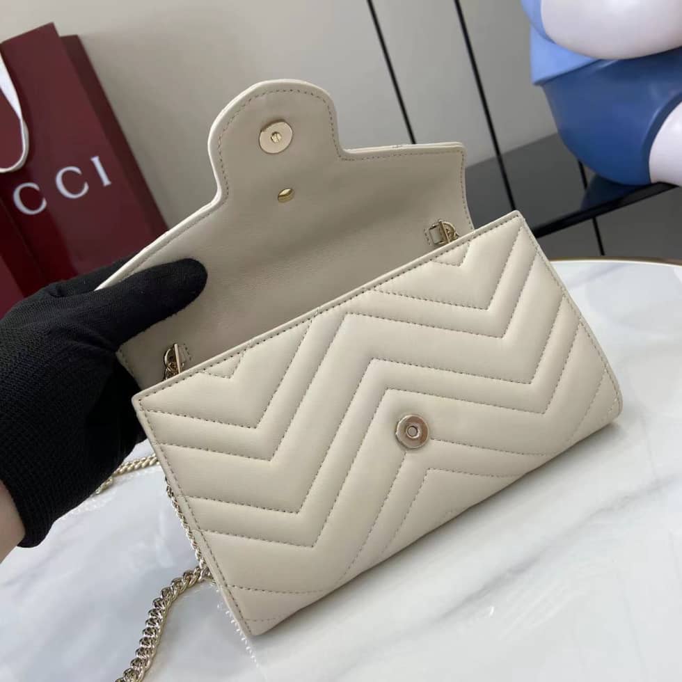 Gucci GG Marmont Leather White Wallet on Chain_6_159538 Gucci GG Marmont Leather White Wallet on Chain