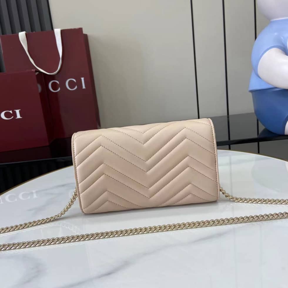Gucci GG Marmont Leather Pink Wallet on Chain_1_159548 Gucci GG Marmont Leather Pink Wallet on Chain