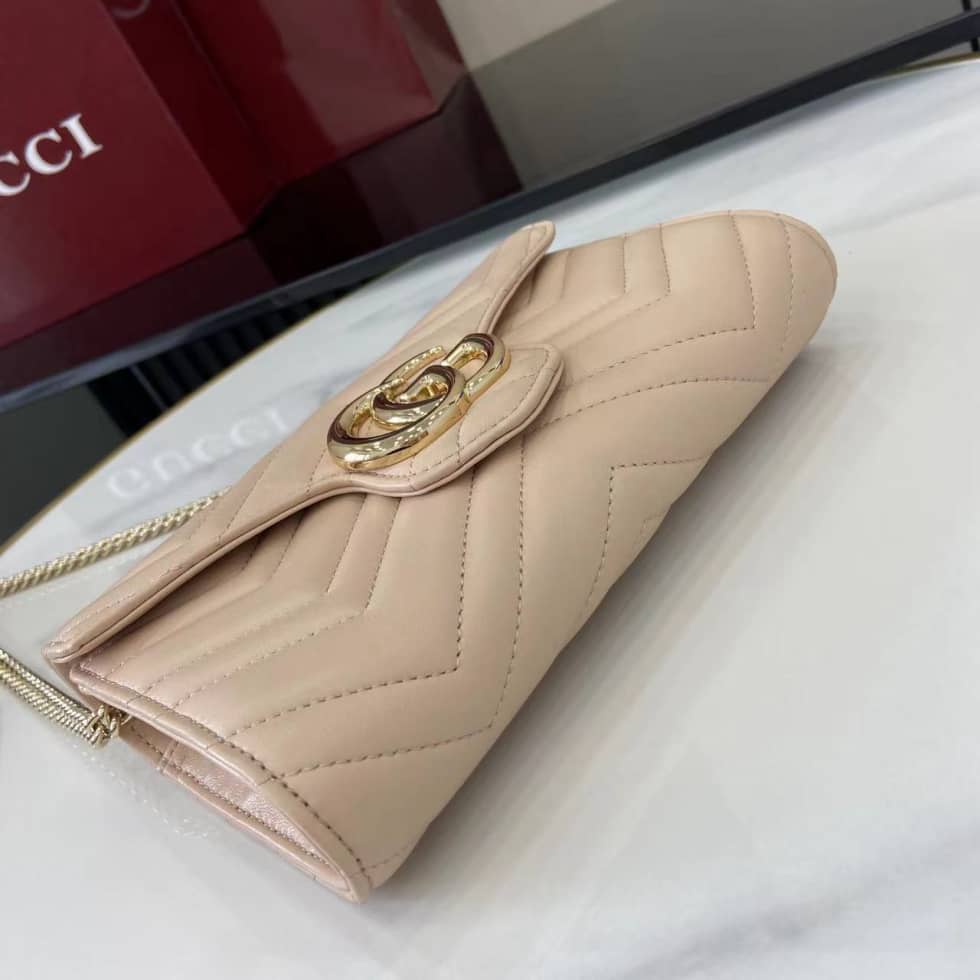 Gucci GG Marmont Leather Pink Wallet on Chain_4_159548 Gucci GG Marmont Leather Pink Wallet on Chain