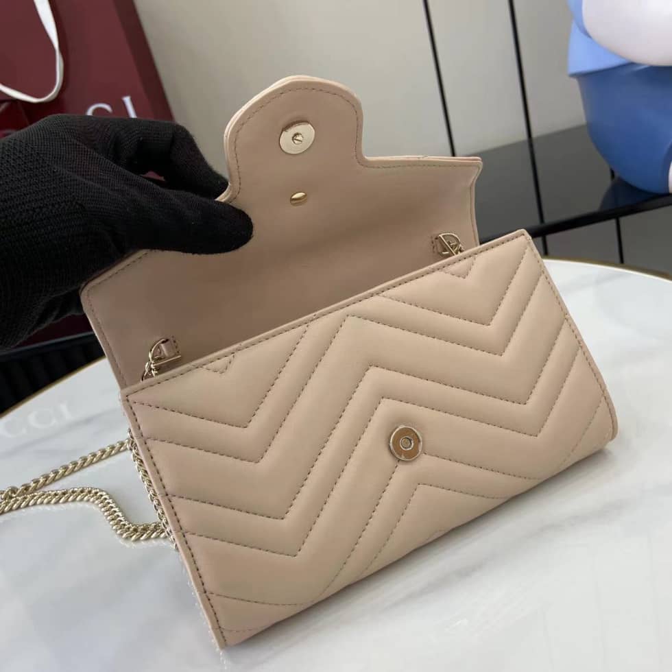 Gucci GG Marmont Leather Pink Wallet on Chain_6_159548 Gucci GG Marmont Leather Pink Wallet on Chain