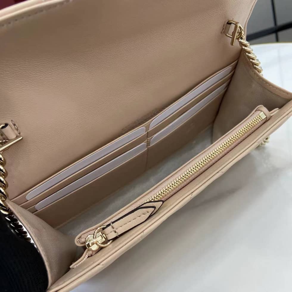 Gucci GG Marmont Leather Pink Wallet on Chain_7_159548 Gucci GG Marmont Leather Pink Wallet on Chain