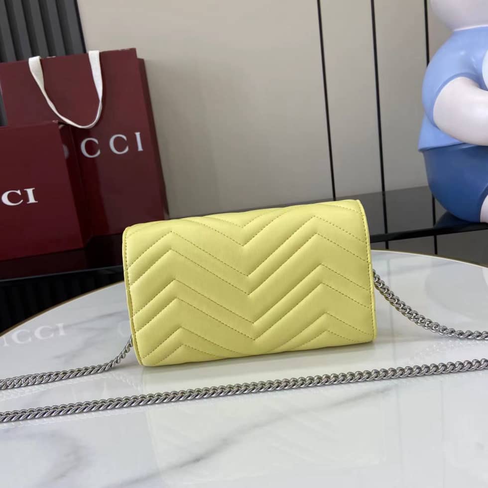 Gucci GG Marmont Leather Yellow Wallet on Chain_1_159558 Gucci GG Marmont Leather Yellow Wallet on Chain
