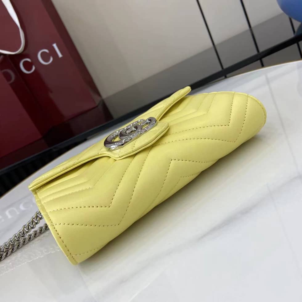 Gucci GG Marmont Leather Yellow Wallet on Chain_4_159558 Gucci GG Marmont Leather Yellow Wallet on Chain