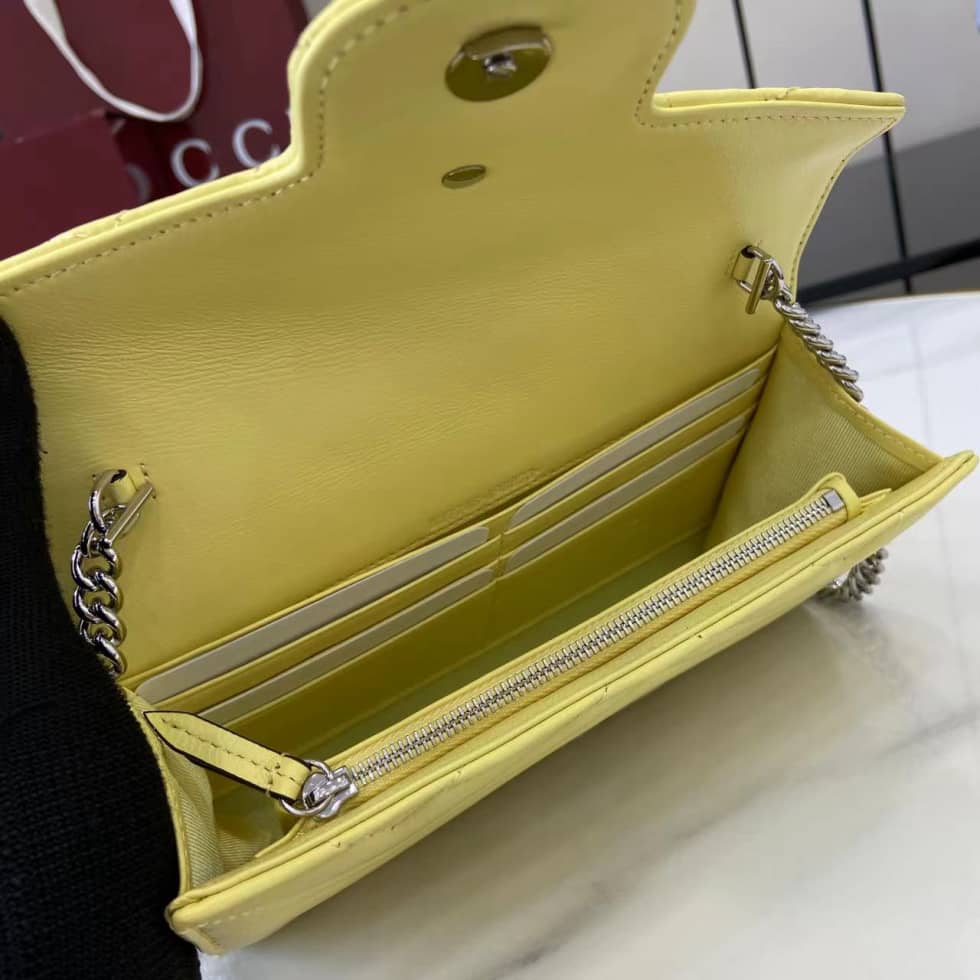 Gucci GG Marmont Leather Yellow Wallet on Chain_7_159558 Gucci GG Marmont Leather Yellow Wallet on Chain