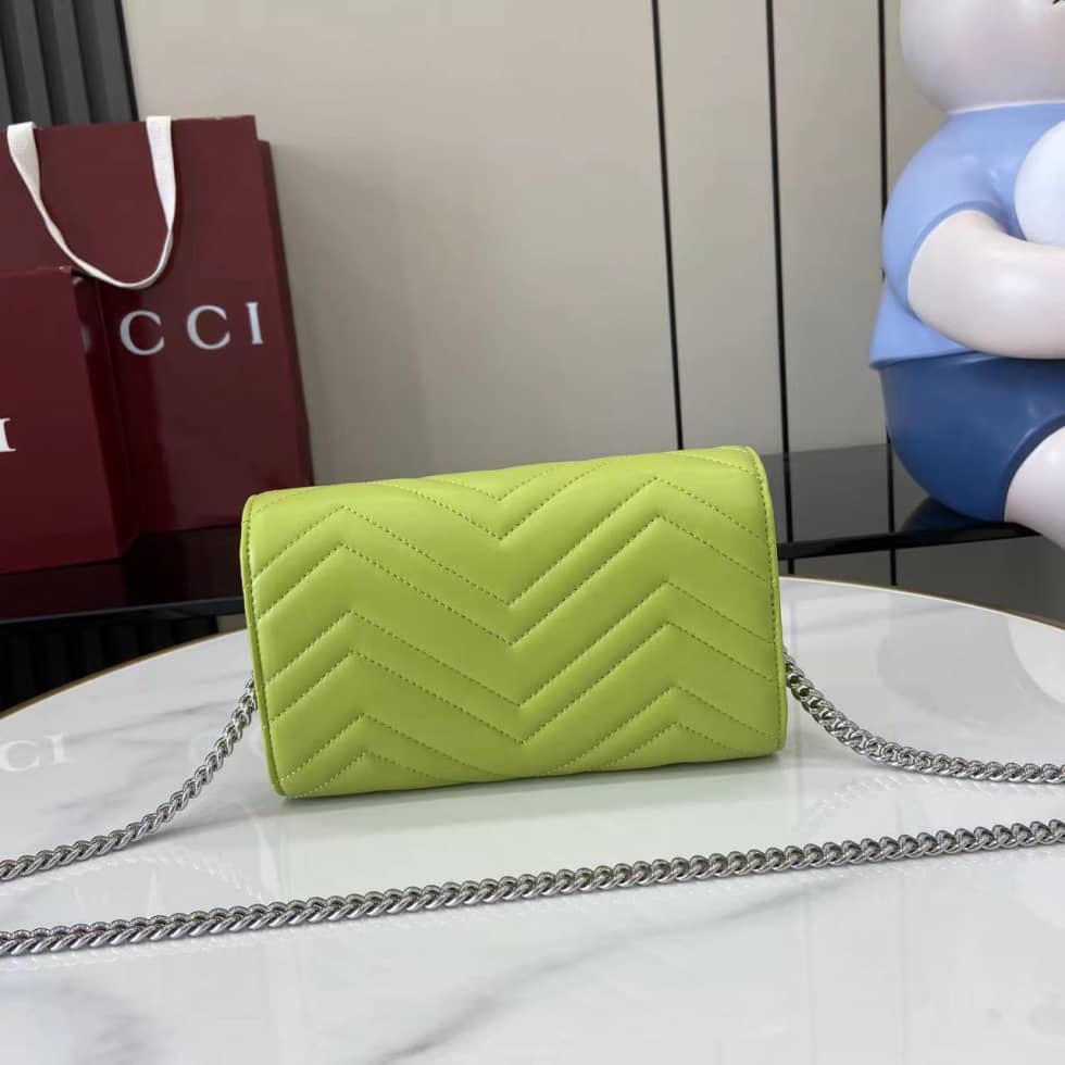 Gucci GG Marmont Leather Green Wallet on Chain_1_159568 Gucci GG Marmont Leather Green Wallet on Chain