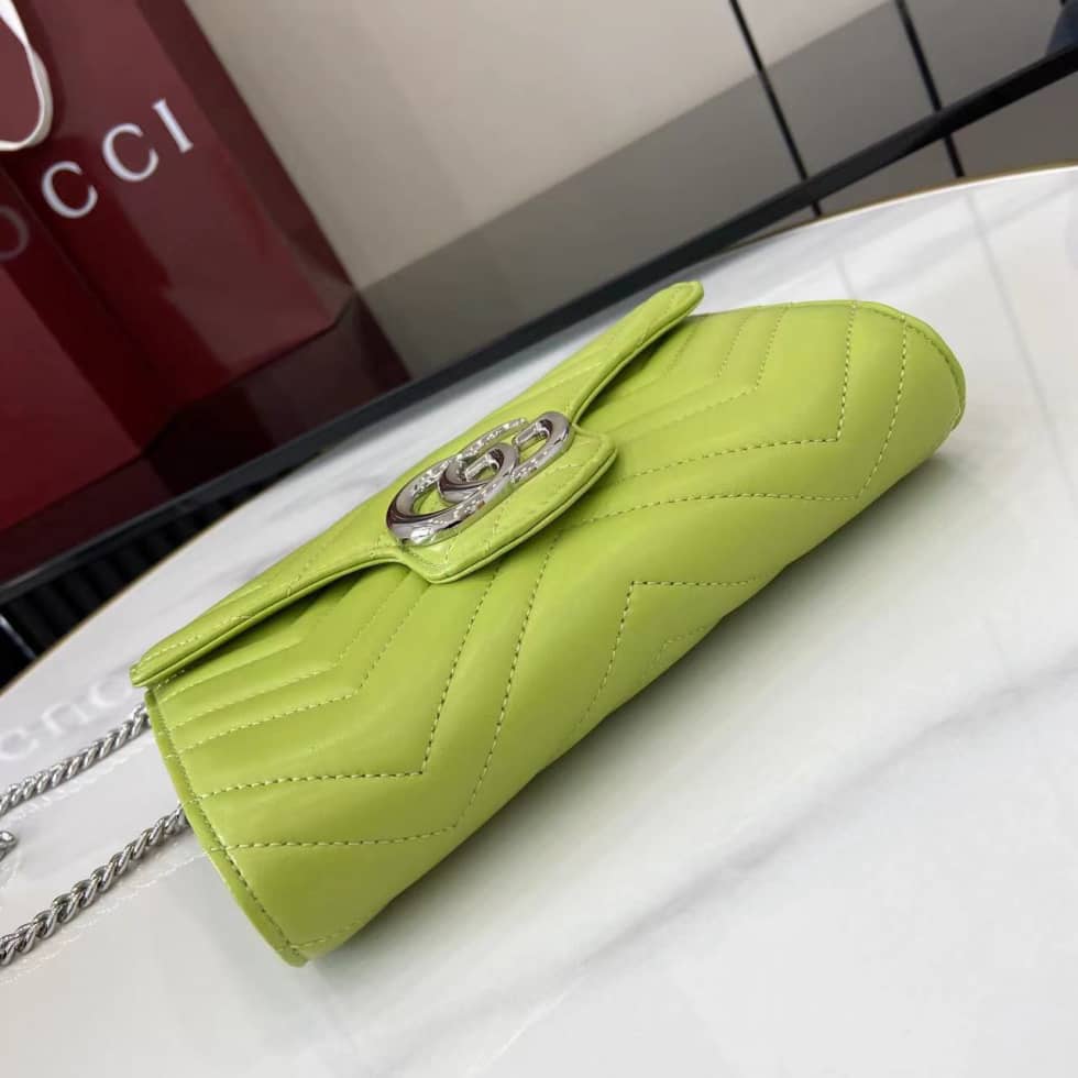 Gucci GG Marmont Leather Green Wallet on Chain_3_159568 Gucci GG Marmont Leather Green Wallet on Chain