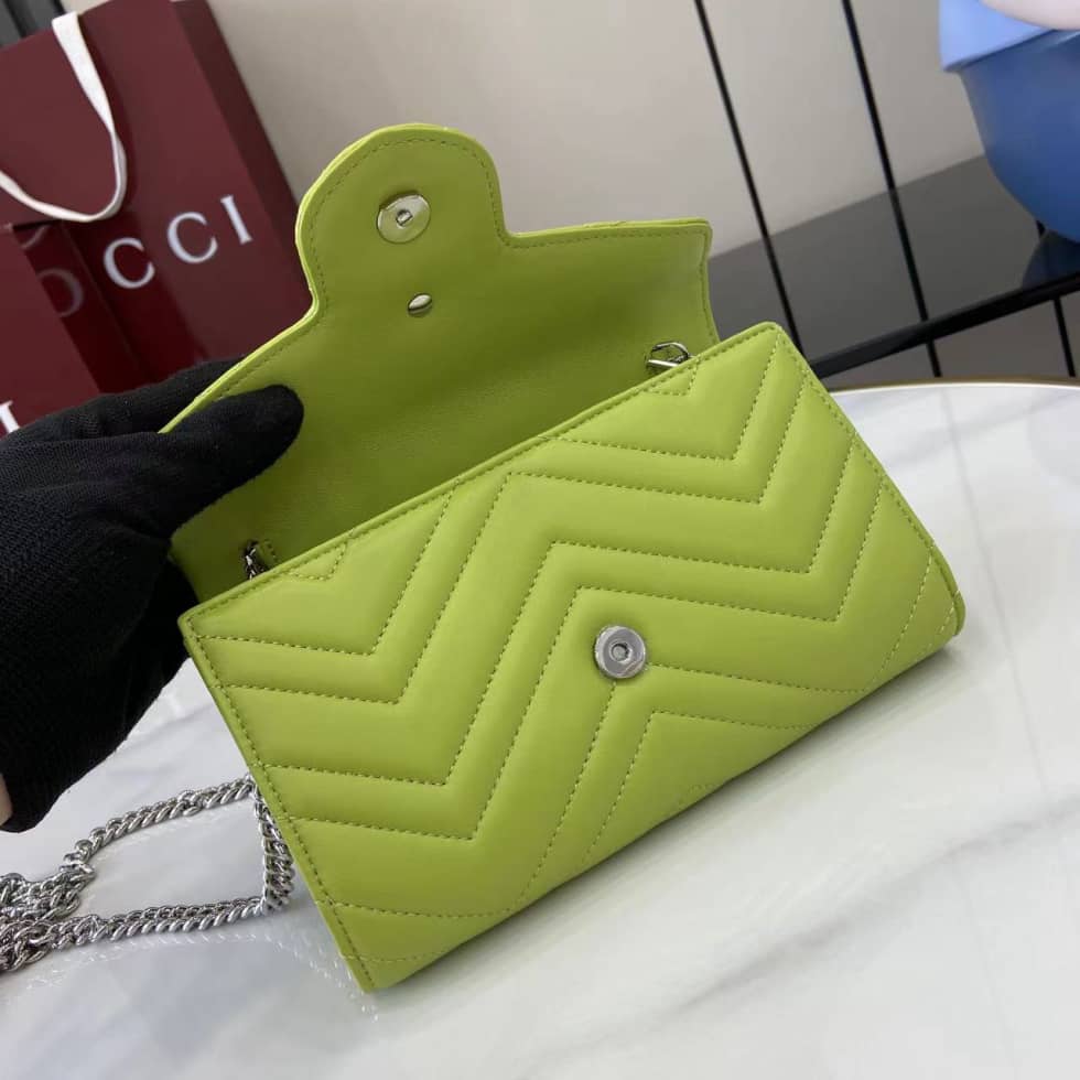 Gucci GG Marmont Leather Green Wallet on Chain_6_159568 Gucci GG Marmont Leather Green Wallet on Chain