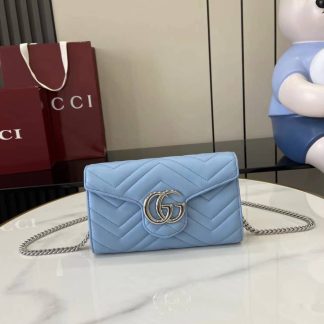 Gucci GG Marmont Light Blue Wallet on Chain 837745