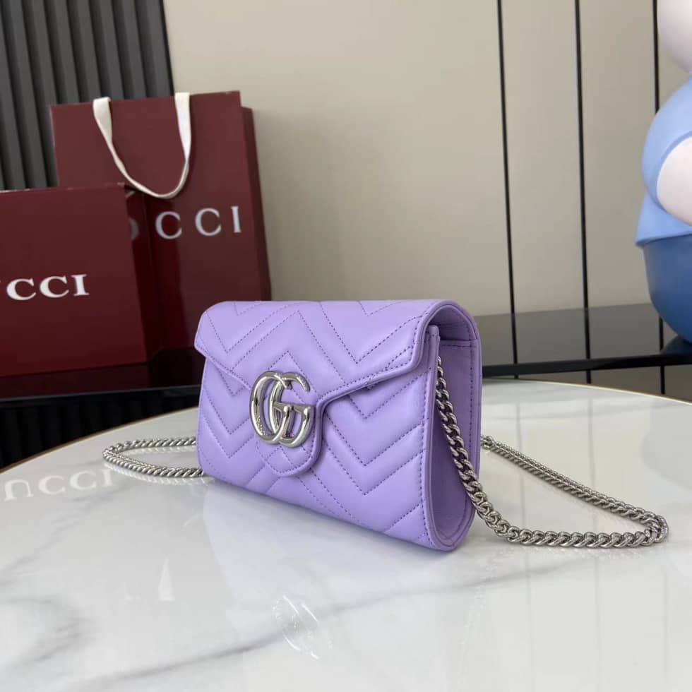 Gucci GG Marmont Light Purple Wallet on Chain_2_159588 Gucci GG Marmont Light Purple Wallet on Chain