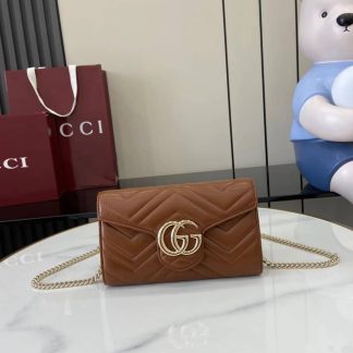 Gucci GG Marmont Brown Wallet on Chain 837745