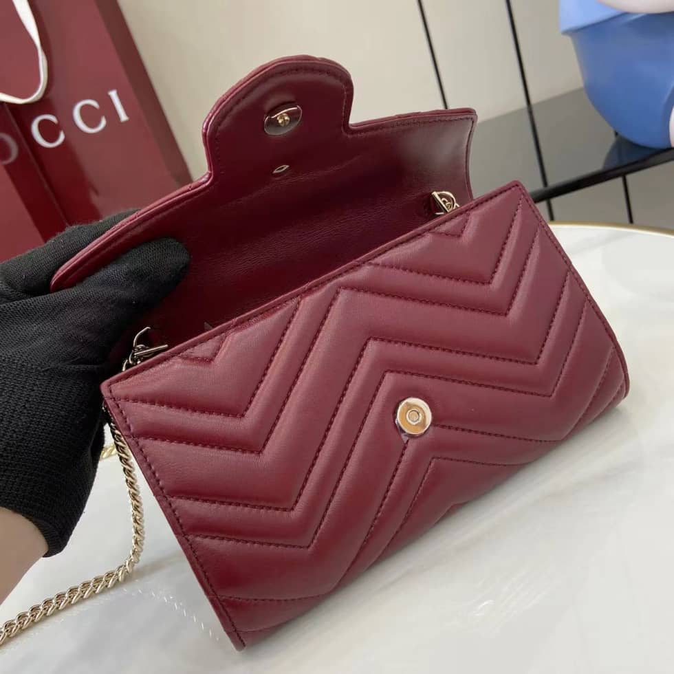 Gucci GG Marmont Red Wallet on Chain 837745_6_159608 Gucci GG Marmont Red Wallet on Chain 837745