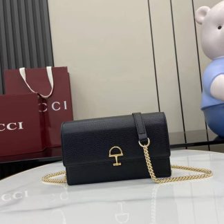 Gucci Half Horsebit Black Wallet On Chain