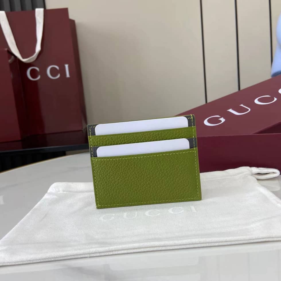 Gucci Logo Green Grey Bi-color Card Case 817043_1_159638 Gucci Logo Green Grey Bi-color Card Case 817043