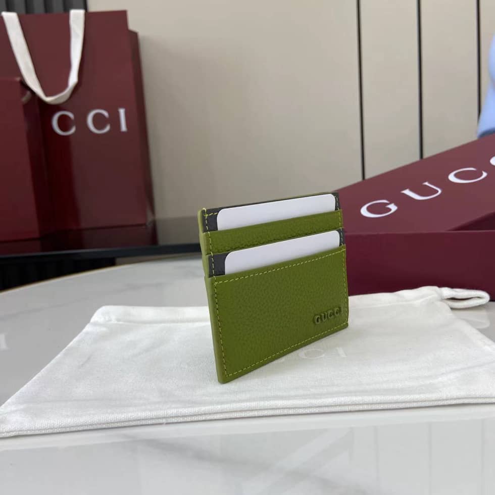 Gucci Logo Green Grey Bi-color Card Case 817043_2_159638 Gucci Logo Green Grey Bi-color Card Case 817043