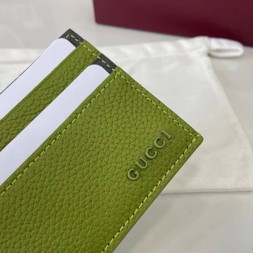 Gucci Logo Green Grey Bi-color Card Case 817043_4_159638 Gucci Logo Green Grey Bi-color Card Case 817043