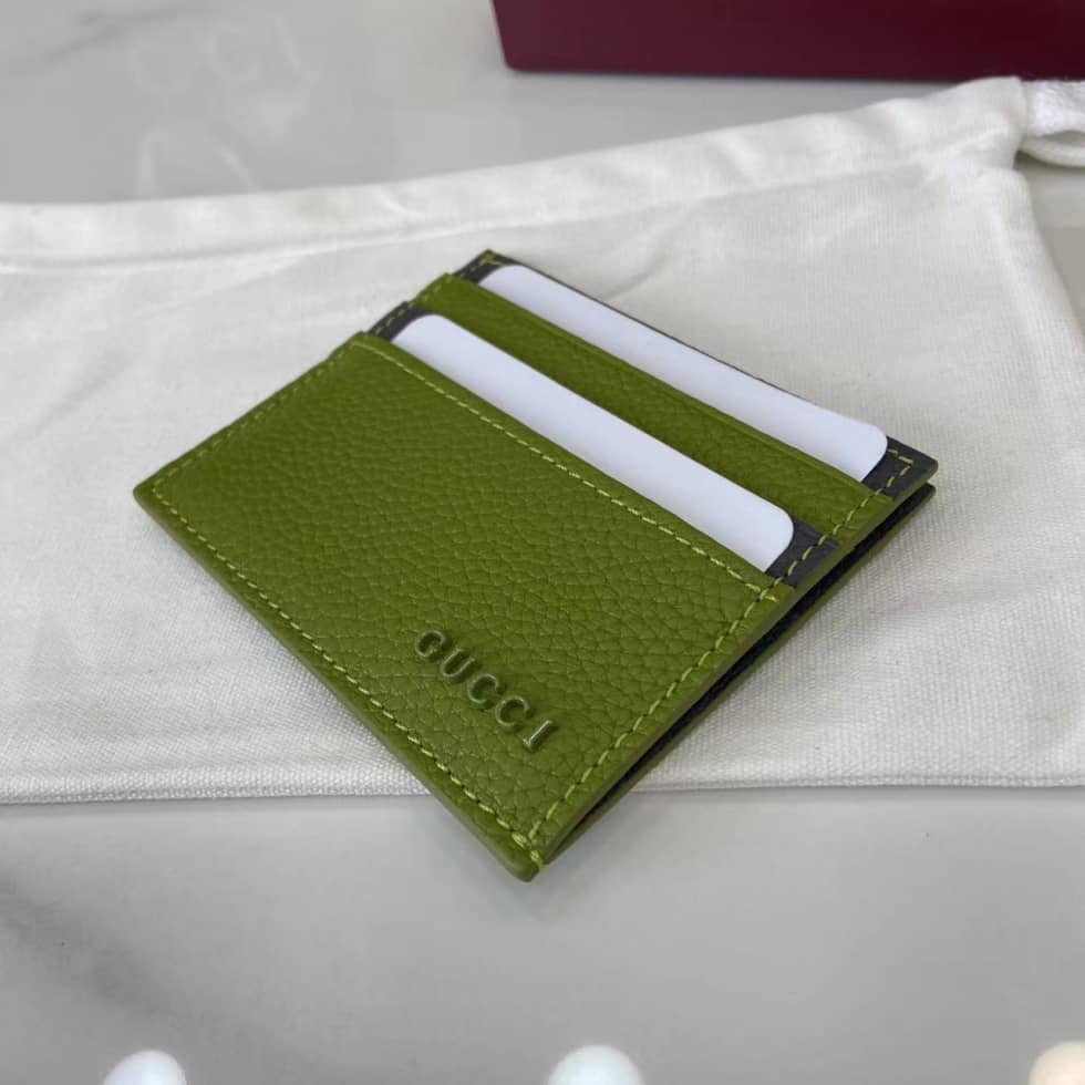Gucci Logo Green Grey Bi-color Card Case 817043_6_159638 Gucci Logo Green Grey Bi-color Card Case 817043