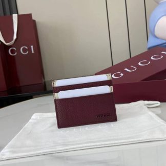 Gucci Logo Red ivory Bi-color Card Case 817043