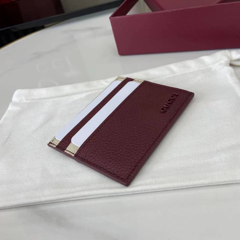Gucci Logo Red ivory Bi-color Card Case 817043_3_159648 Gucci Logo Red ivory Bi-color Card Case 817043
