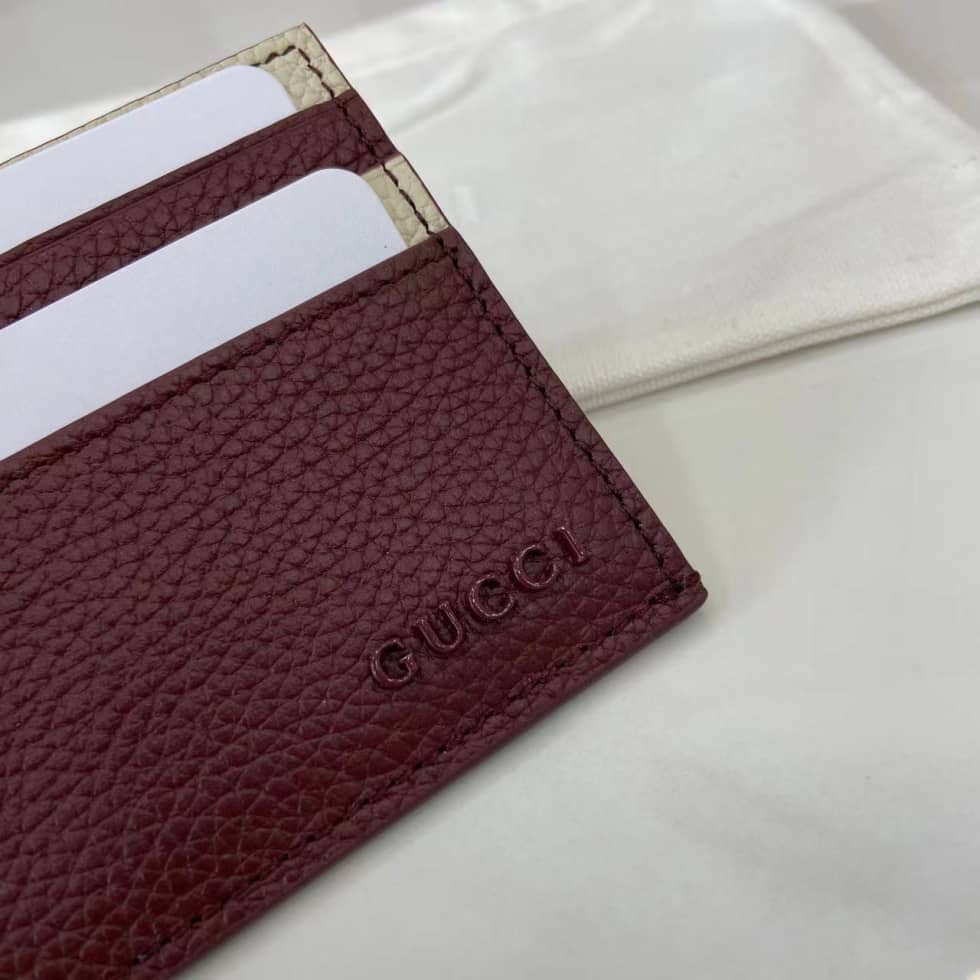 Gucci Logo Red ivory Bi-color Card Case 817043_4_159648 Gucci Logo Red ivory Bi-color Card Case 817043